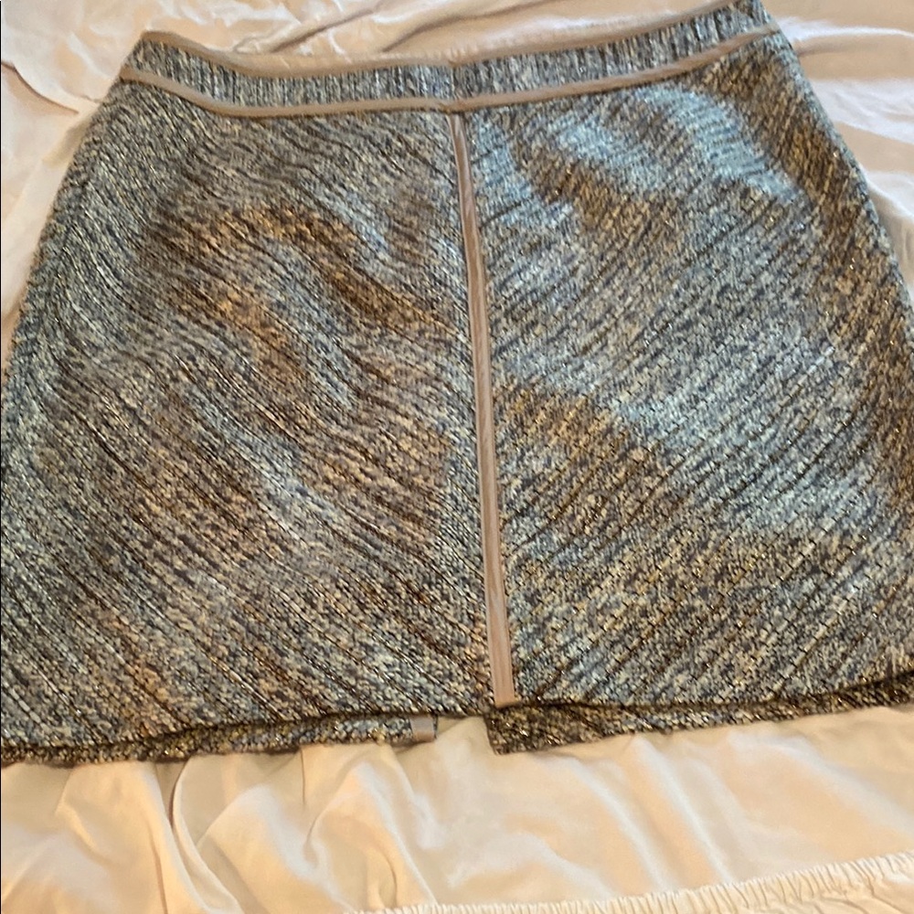 White House Black Market Silver Ruched Mini Skirt